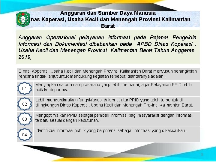 Anggaran dan Sumber Daya Manusia Dinas Koperasi, Usaha Kecil dan Menengah Provinsi Kalimantan Barat