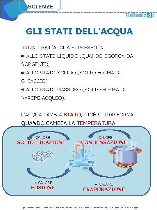 SCIENZE GLI STATI DELL’ACQUA IN NATURA L’ACQUA SI PRESENTA ALLO STATO LIQUIDO (QUANDO SGORGA