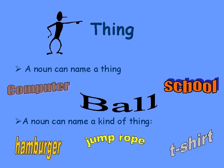 Thing Ø A noun can name a thing ØA noun can name a kind Thing Ø A noun can name a thing ØA noun can name a kind