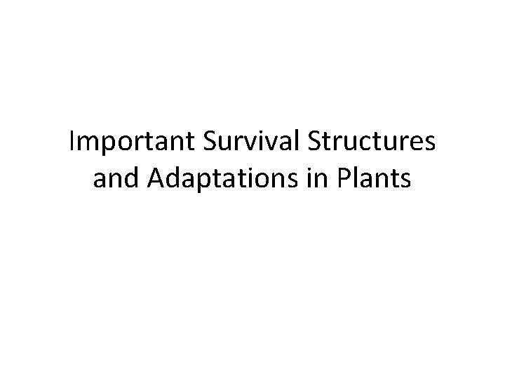 Important Survival Structures and Adaptations in Plants 