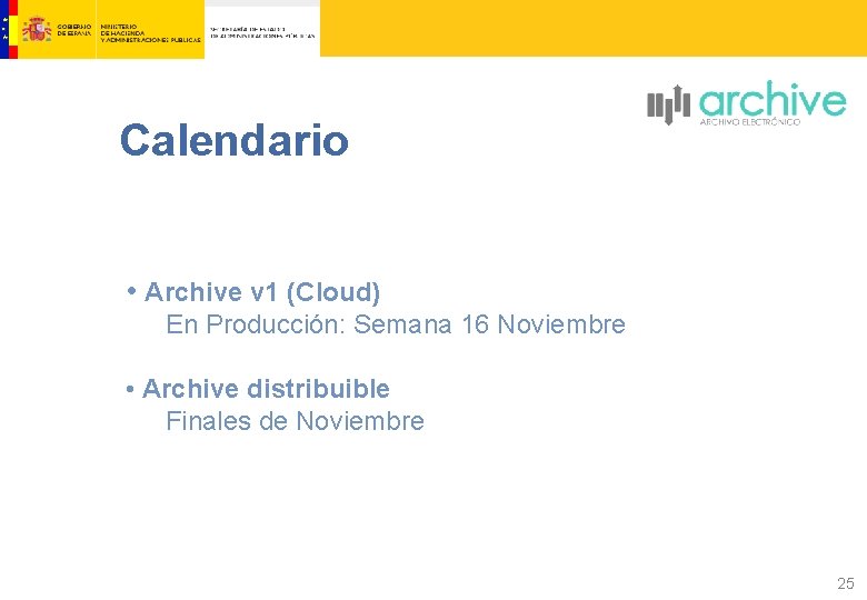 Calendario • Archive v 1 (Cloud) En Producción: Semana 16 Noviembre • Archive distribuible