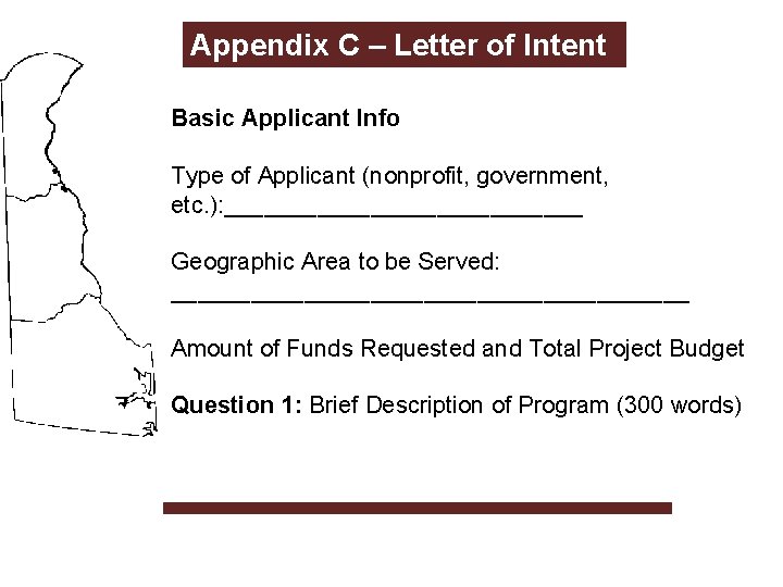 Appendix C – Letter of Intent Basic Applicant Info Type of Applicant (nonprofit, government,