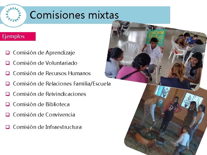 Comisiones mixtas Ejemplos q Comisión de Aprendizaje q Comisión de Voluntariado q Comisión de
