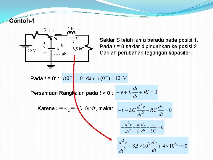 Contoh-1 1 H S 1 2 + 15 V + v i. C 0,