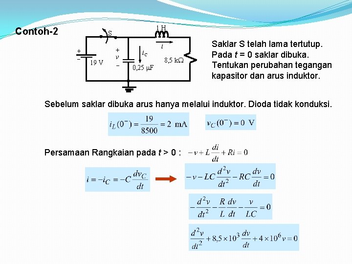 Contoh-2 1 H S + 19 V + v i. C 0, 25 F