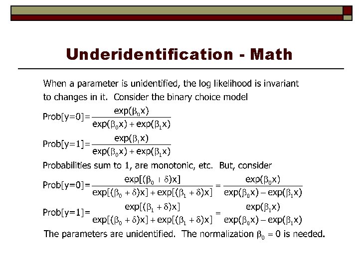 Underidentification - Math 