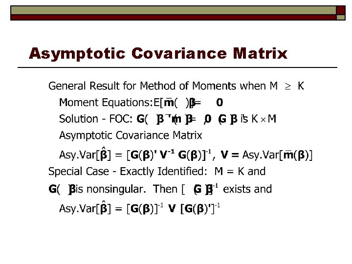 Asymptotic Covariance Matrix 
