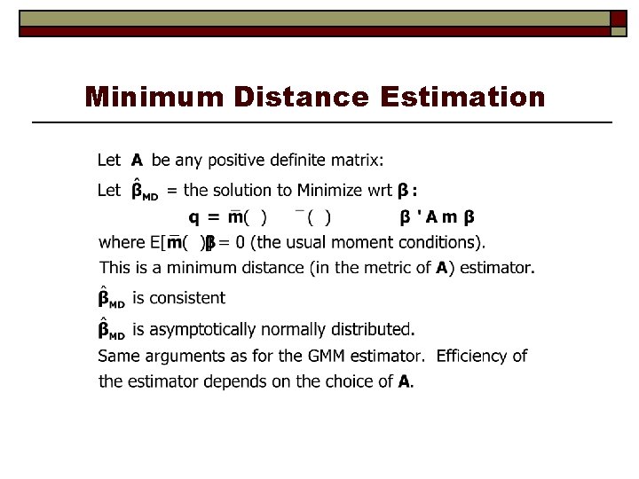 Minimum Distance Estimation 