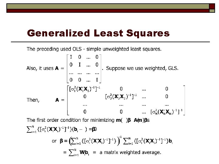 Generalized Least Squares 
