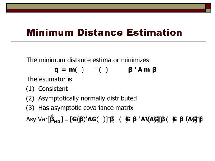 Minimum Distance Estimation 