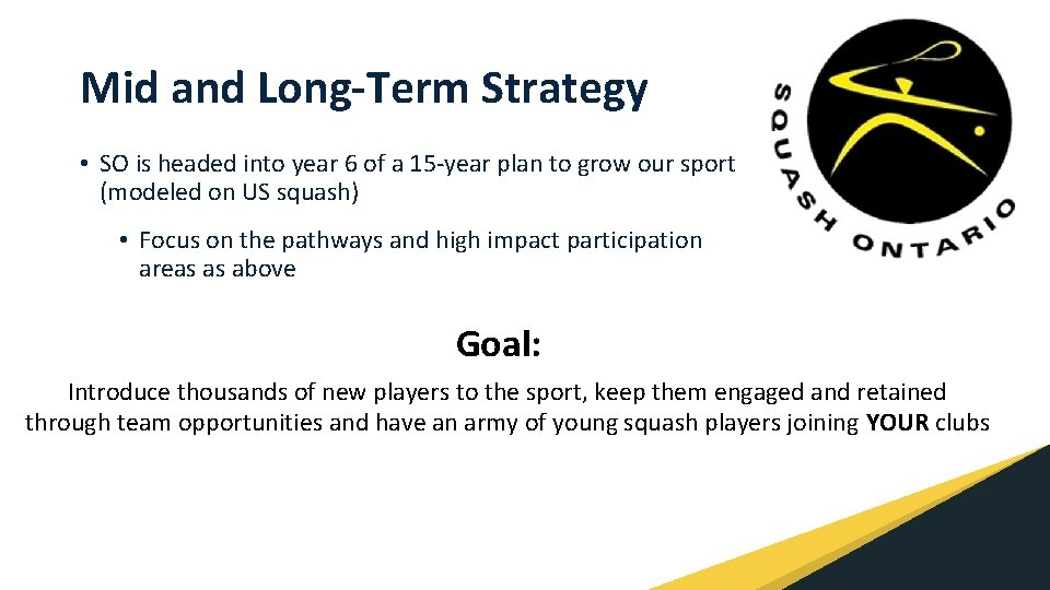 Mid and Long-Term Strategy • SO is headed into year 6 of a 15