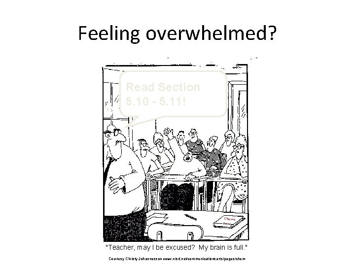 Feeling overwhelmed? Read Section 5. 10 - 5. 11! Chemis try "Teacher, may I