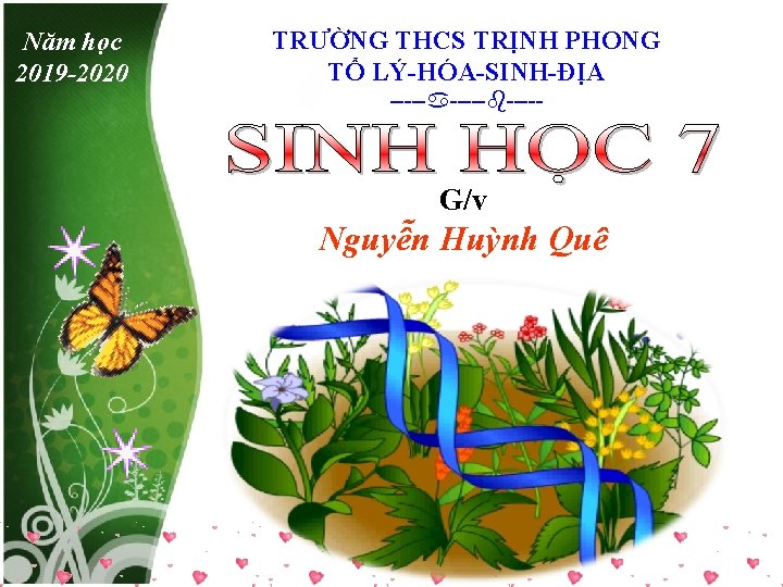 Năm học 2019 -2020 TRƯỜNG THCS TRỊNH PHONG TỔ LÝ-HÓA-SINH-ĐỊA ----- G/v Nguyễn Huỳnh