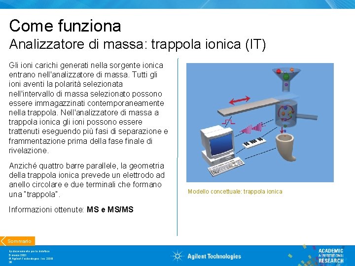 Come funziona Analizzatore di massa: trappola ionica (IT) Gli ioni carichi generati nella sorgente