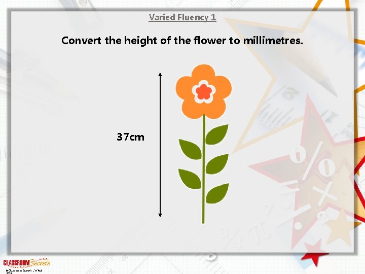 Varied Fluency 1 Convert the height of the flower to millimetres. 37 cm ©