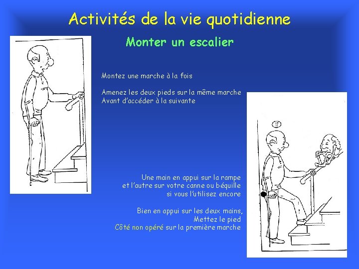 Activités de la vie quotidienne Monter un escalier Montez une marche à la fois