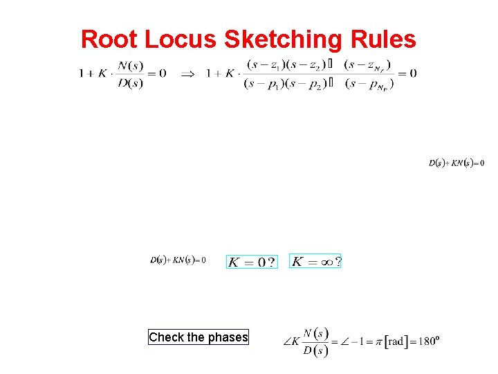 Root Locus Sketching Rules Check the phases 