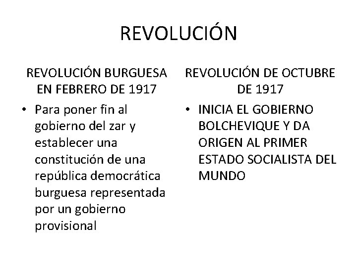 REVOLUCIÓN BURGUESA EN FEBRERO DE 1917 • Para poner fin al gobierno del zar REVOLUCIÓN BURGUESA EN FEBRERO DE 1917 • Para poner fin al gobierno del zar