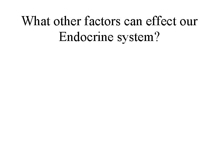 What other factors can effect our Endocrine system? 