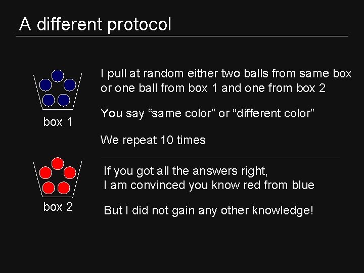 A different protocol I pull at random either two balls from same box or
