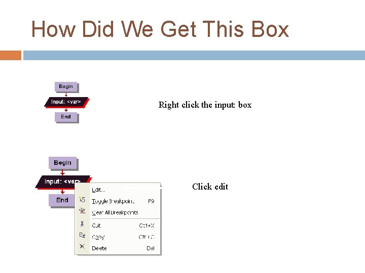 How Did We Get This Box Right click the input: box Click edit 