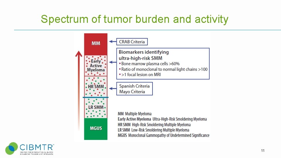 Spectrum of tumor burden and activity 11 Spectrum of tumor burden and activity 11