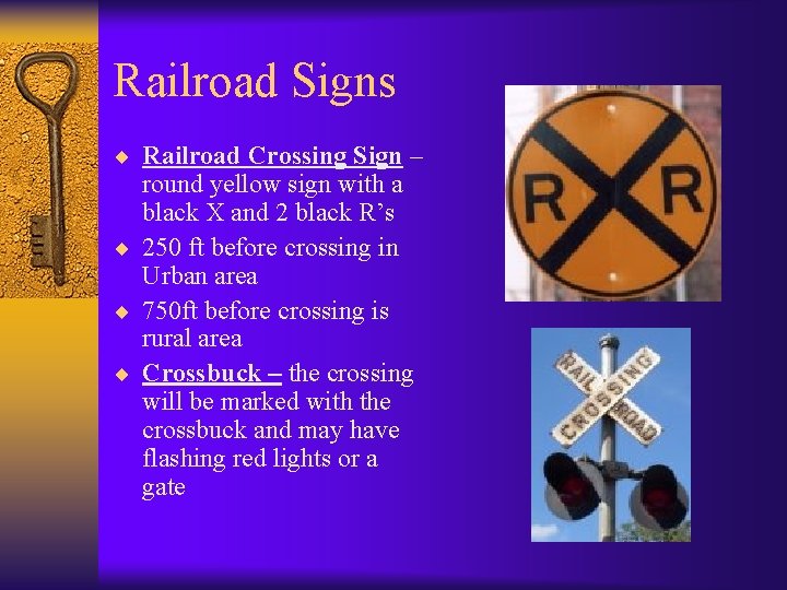 Railroad Signs ¨ Railroad Crossing Sign – round yellow sign with a black X