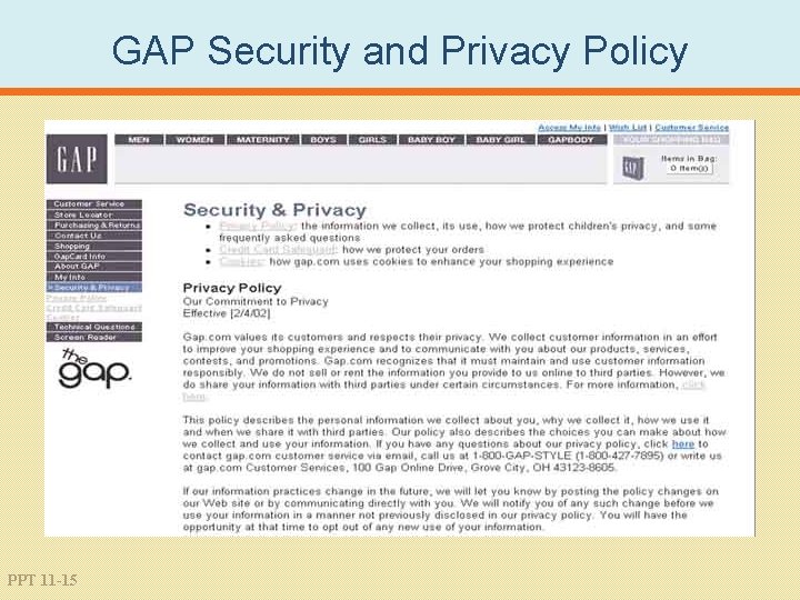 GAP Security and Privacy Policy PPT 11 -15 