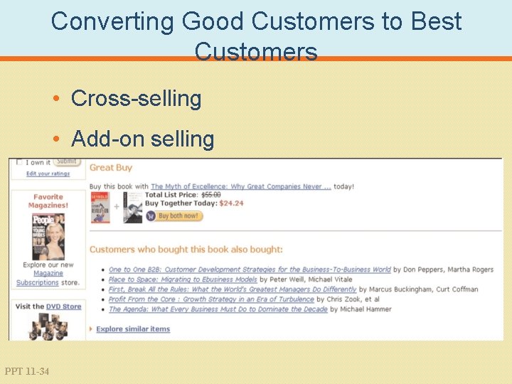 Converting Good Customers to Best Customers • Cross-selling • Add-on selling PPT 11 -34