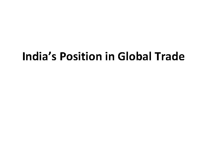 India’s Position in Global Trade 