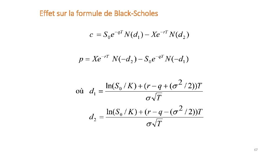 Effet sur la formule de Black-Scholes 67 