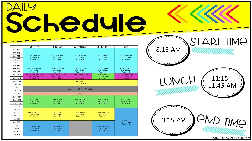 8: 15 AM 11: 15 – 11: 45 AM 3: 15 PM 