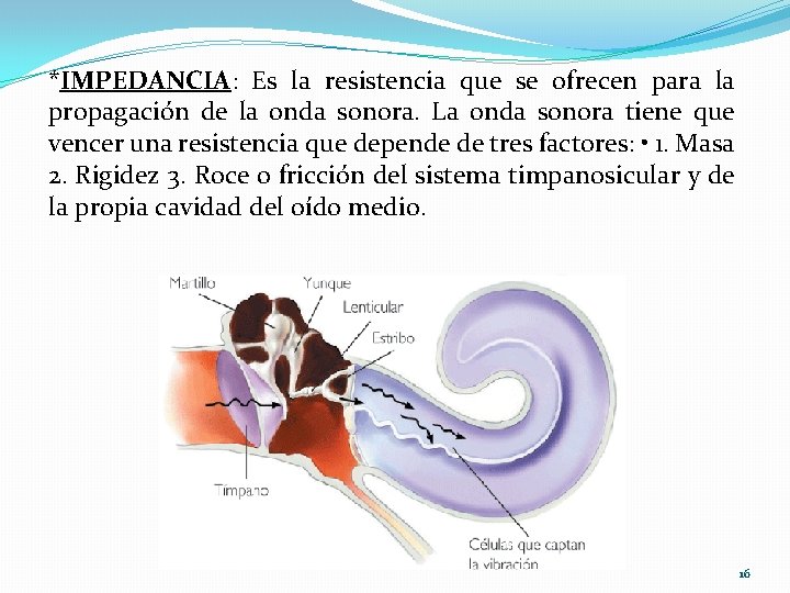 *IMPEDANCIA: Es la resistencia que se ofrecen para la propagación de la onda sonora.