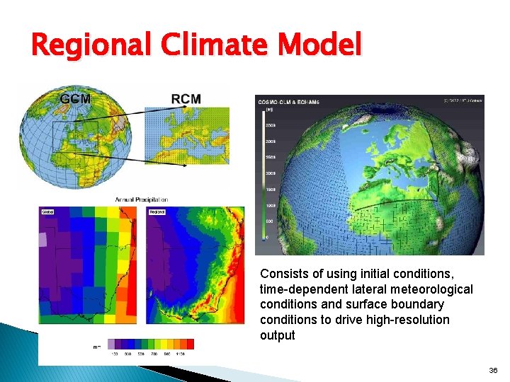 Regional Climate Model Consists of using initial conditions, time-dependent lateral meteorological conditions and surface