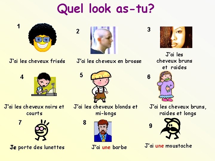 Quel look as-tu? 1 3 2 J’ai les cheveux frisés 4 J’ai les cheveux