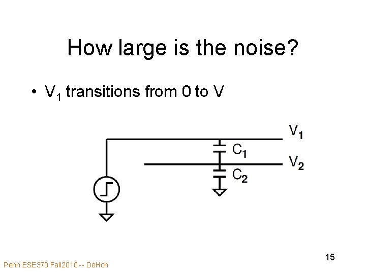 How large is the noise? • V 1 transitions from 0 to V Penn