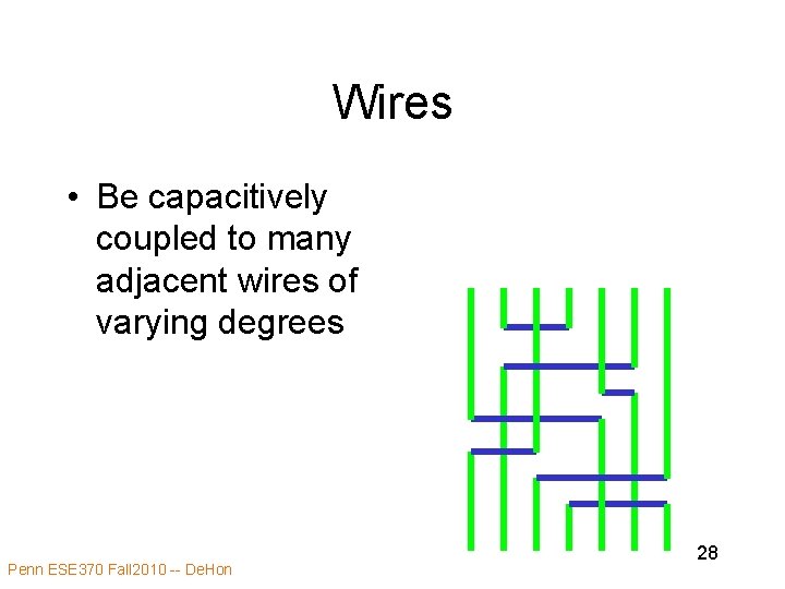 Wires • Be capacitively coupled to many adjacent wires of varying degrees Penn ESE