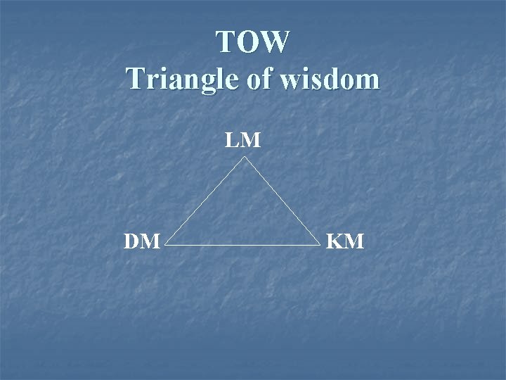 TOW Triangle of wisdom LM DM KM 