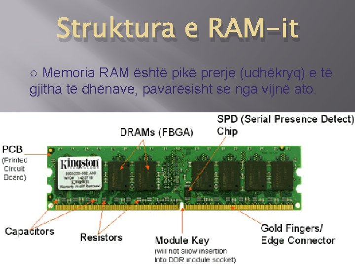 Struktura e RAM-it ○ Memoria RAM është pikë prerje (udhëkryq) e të gjitha të