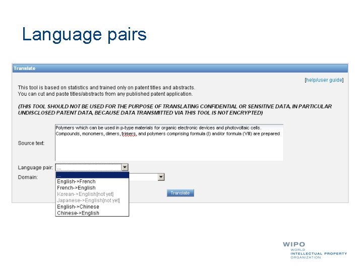 Language pairs 