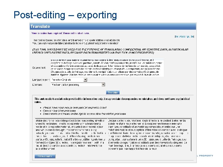 Post-editing – exporting 
