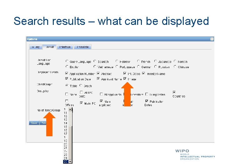 Search results – what can be displayed 