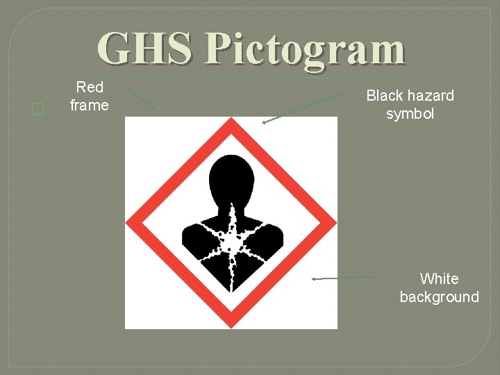 GHS Pictogram � Red frame Black hazard symbol White background GHS Pictogram � Red frame Black hazard symbol White background