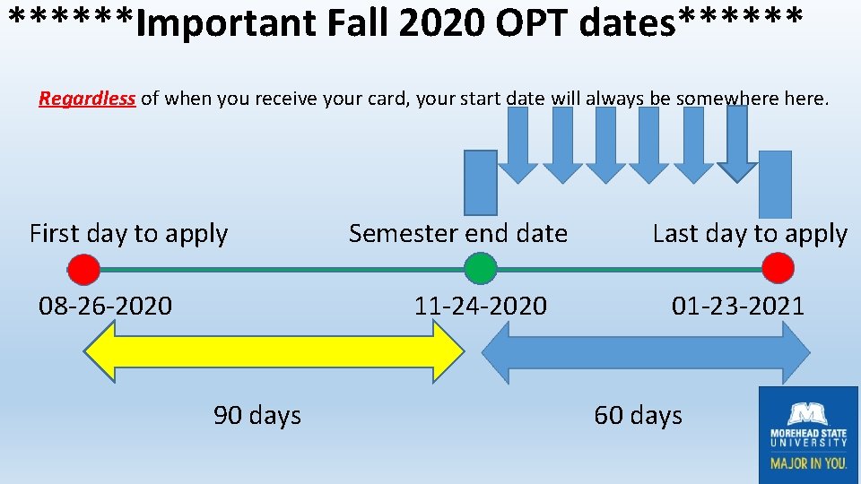 ******Important Fall 2020 OPT dates****** Regardless of when you receive your card, your start