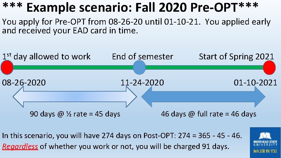 *** Example scenario: Fall 2020 Pre-OPT*** You apply for Pre-OPT from 08 -26 -20