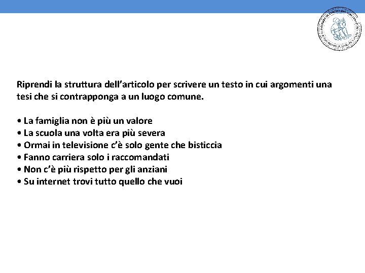 Riprendi la struttura dell’articolo per scrivere un testo in cui argomenti una tesi che