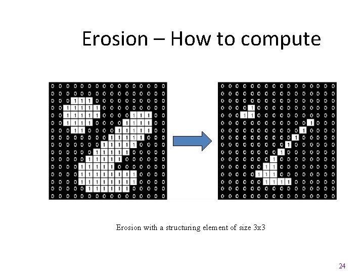 Erosion – How to compute Erosion with a structuring element of size 3 x