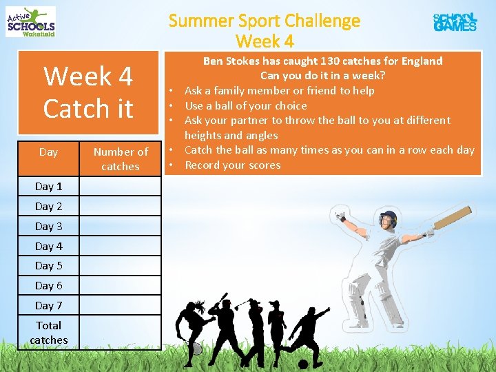 Summer Sport Challenge Week 4 Catch it Day 1 Day 2 Day 3 Day Summer Sport Challenge Week 4 Catch it Day 1 Day 2 Day 3 Day