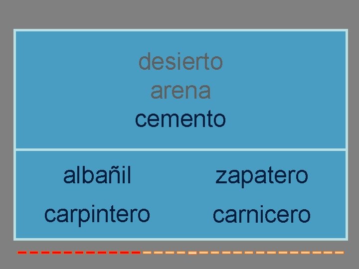 desierto arena cemento albañil zapatero carpintero carnicero desierto arena cemento albañil zapatero carpintero carnicero