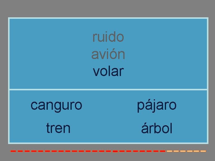 ruido avión volar canguro pájaro tren árbol ruido avión volar canguro pájaro tren árbol